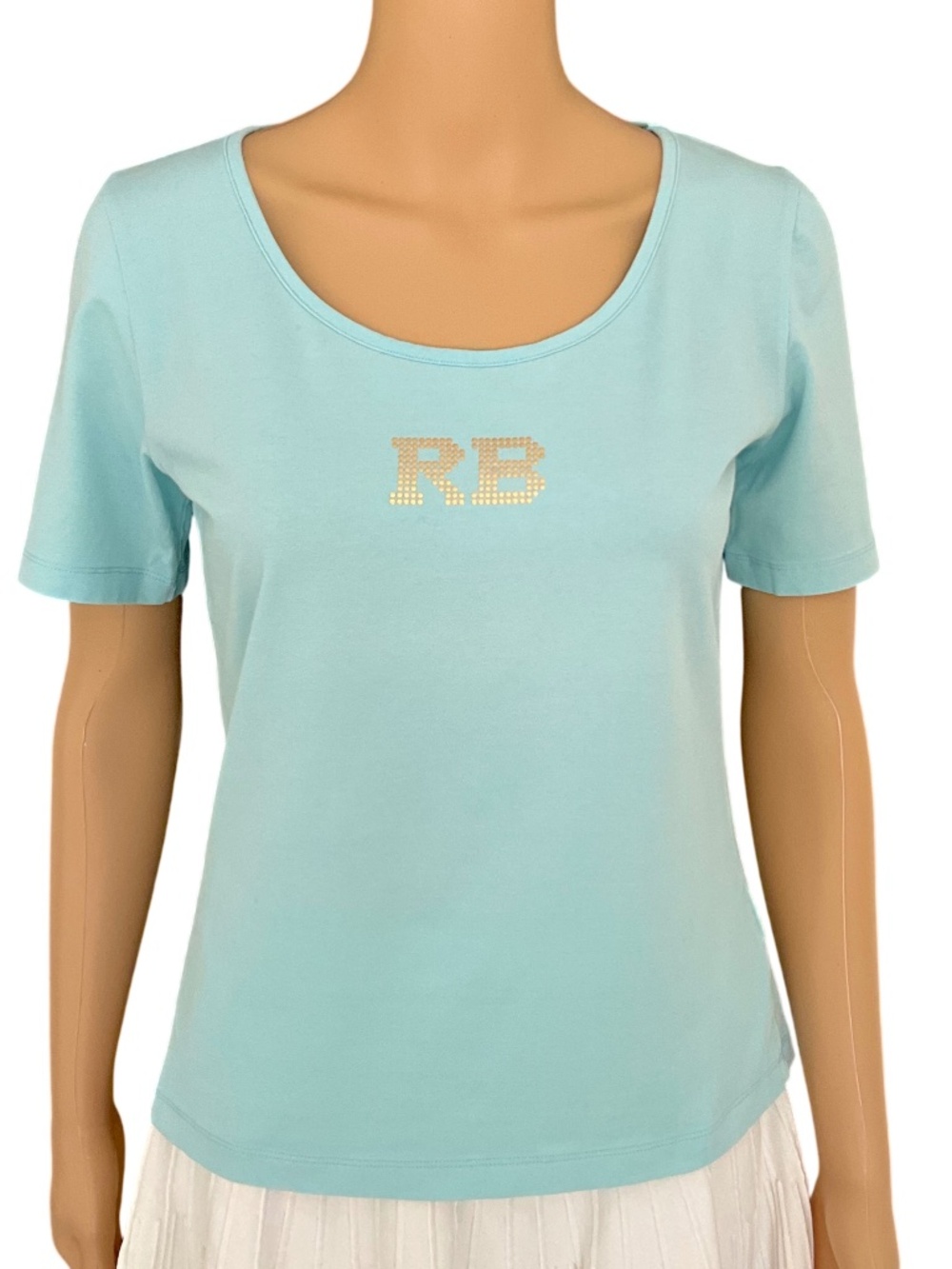 Roccobarocco Logo Print Blue Short Sleeve T-Shirt Tee Made in Italy IT48